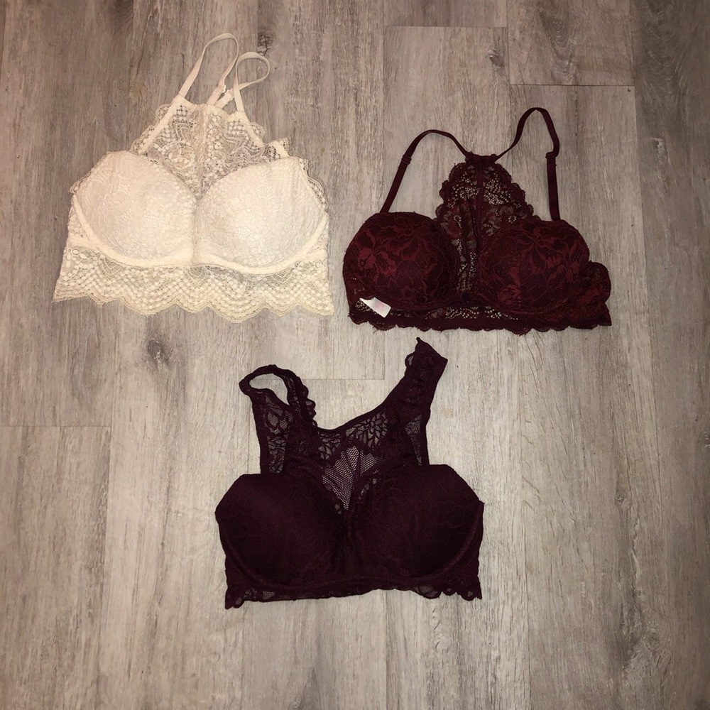Victoria’s Secret’s PINK 3 Bralettes : 2/XS- 1/32B